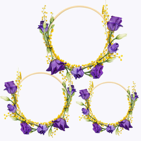 Worown 6 Pack 3 Sizes (8, 10 & 12 Inch) Bamboo Floral Hoops, Wooden Wreath Rings for Making Wedding Wreath Decor and Wall Hanging Crafts...