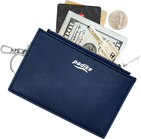 Padike Womens Slim Credit Card Holder Mini Front Pocket Wallet Coin Purse Keychain (Navy blue)…...