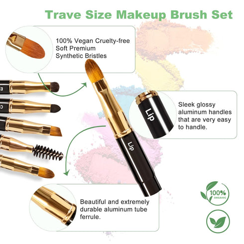 Eye Makeup Brush Set, Travel Size Makeup Brush Eyebrow Makeup Brushes for Eyeshadow, Concealer, Lashes, Lip, 5 Piece Set...