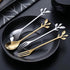 Stainless Steel Gold Leaf Coffee Spoons Creative Tableware Dessert Spoons Gold Serving Spoons Small Spoons for Condiments Mixing Sugar Stir Ice Cr...