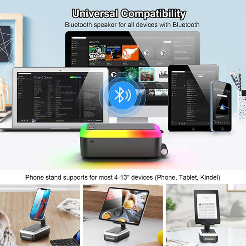 Gifts for Men Women, Cell Phone Stand with Bluetooth Speaker and Light, Portable Lanyard, Cool Tech Gifts for Dad Mom Husband, Unique Birthday Gif...