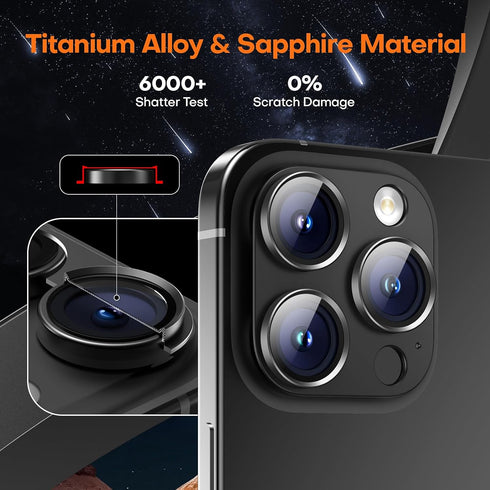 2 Pack Camera Lens Protector for iPhone 15 Pro Max/iPhone 15 Pro/iPhone 14 Pro Max/iPhone 14 Pro, Aluminum Alloy Sapphire Glass Camera Cover Scree...