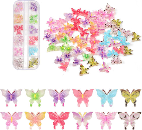 60pcs Miniature Tiny Butterflies, 0.41x0.33in Glitter Micro Resin Butterflies Small Butterfly Figurines Mini Butterflies for Decoration Dream Gard...