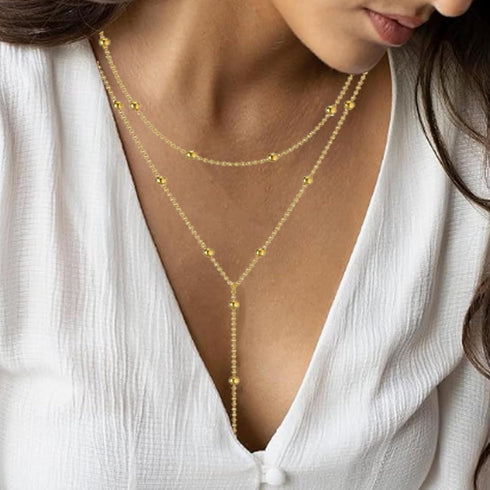 Dainty Long Gold Necklaces for Women,Trendy Lariat Y Necklace 14k Gold Plated Heart Pearl CZ Teardrop Pendant Necklace Simple Gold Drop Necklace G...