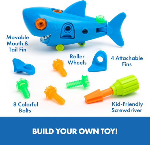 Educational Insights Design & Drill® Shark - Take Apart Toy, 13 Pieces, Kid-Friendly Screwdriver, Toddler STEM Toy, Gift for Ages 3+...