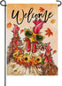 Welcome Fall Rooster Small Decorative Garden Flag, Autumn Farm Animal Sunflower Maple Leaves Yard Lawn Outside Decor, Farmhouse Rustic Burlap Outd...