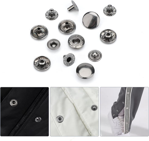 Luter 12 Sets 15mm Snap Buttons Fastener Kit No Sew Removable Metal Heavy Duty Snap Buttons with 4 Metal Install Tools for Denim Clothing Jeans Pa...