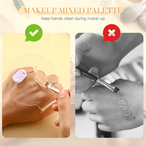 Makeup Mixing Palette 2 Pieces Handheld Makeup Mixing Tray Acrylic Foundation Mixing Tray Clear Foundation Palette Eyeshadow Makeup Hand Palette C...