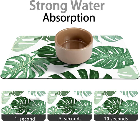 Dog Food Mats for Floors Super Absorbent, Pet Cat Food Mat - Non Slip Dog Bowl Mats for Food and Water, Eco-Friendly Boho Dog Placemats Feeding Ma...