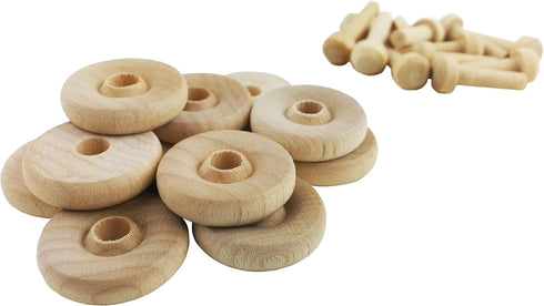 Wood Wheels - 100 Pack with Free Axle Pegs - Made in USA (.75" Diameter)...