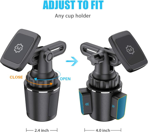 WixGear Magnetic Cup Holder Phone Mount, Extendable Arm Universal Car Cup Holder Adjustable Base Automobile Cup Holder Smart Phone Cradle Car Moun...
