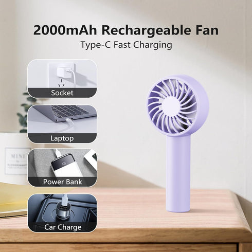 MORECORE Mini Handheld Fan for Kids - 3 Powerful Adjustable Speeds, 8HR Run Time, USB Rechargeable, Cute Design Fan with Lanyard for Girls Teens P...
