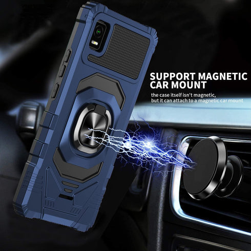for Cricket Debut Smart Case, with Tempered Glass Screen Protector Heavy Duty Protection Technology Built-in Kickstand Rugged Shockproof Protectiv...