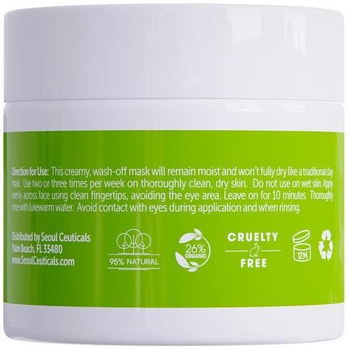 SeoulCeuticals Korean Skin Care Face Mask for Sensitive Skin - Korean Skincare Green Tea Wash Off Masks - K Beauty Face Masks - Aloe Vera Mask + C...