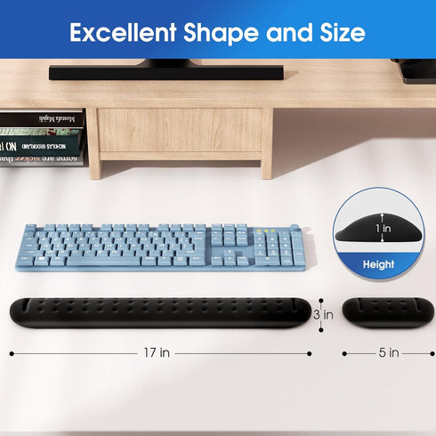 KTRIO Upgrade Memory Foam Keyboard Wrist Rest Set - Massage Holes Design Wrist Rest for Computer Keyboard - Ergonomic Keyboard Wrist Pad for Compu...