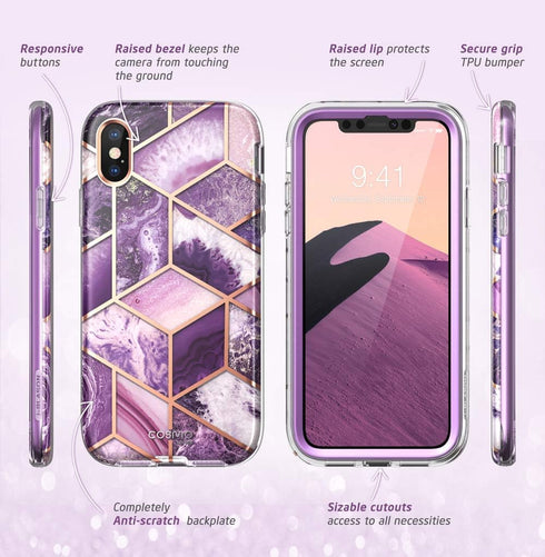 i-Blason Cosmo Series Designed for iPhone Xs Max Case 2018 Release, Full-Body Bumper Case with Built-in Screen Protector, 6.5"-Ameth...