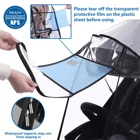 Stroller Rain Cover and Baby Stroller Mosquito Net(2-Piece Set),Universal Stroller Accessory,Waterproof, Windproof Protection,Protect from Dust Sn...