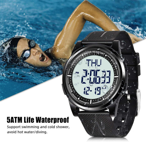 Beeasy Digital Watch Waterproof with Stopwatch Alarm Countdown Dual Time, Ultra-Thin Super Wide-Angle Display Digital Wrist Watches for Men Women...