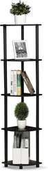 Furinno Turn-N-Tube 5 Tier Corner Display Rack Multipurpose Shelving Unit, 1-Pack, Dark Walnut...