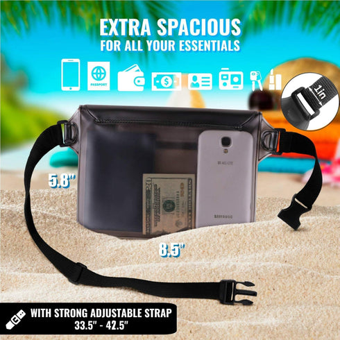 AiRunTech Waterproof Pouch with Waist Strap (2 Pack) | Accessories Best Way to Keep Your Phone and Valuables Safe and Dry | Perfect for Boating Sw...
