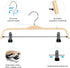 Wooden Pant Hangers, 5-Pack Light Weight Wood Skirt Hangers with Anti-Rust Hook and 2-Adjustable Clips...