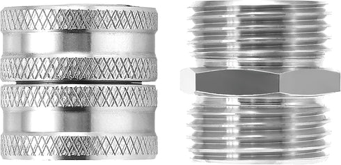 M MINGLE Garden Hose Adapter, Male to Male, Female to Female, 3/4 Inch Stainless Steel Connector, 4-Pack with Extra 4 Washers...