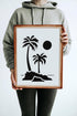 Reusable Palm Trees, Beach, Sun & Moon Stencil 8.5" x 11" - Idyllic Scenery Design for Creative Projects...