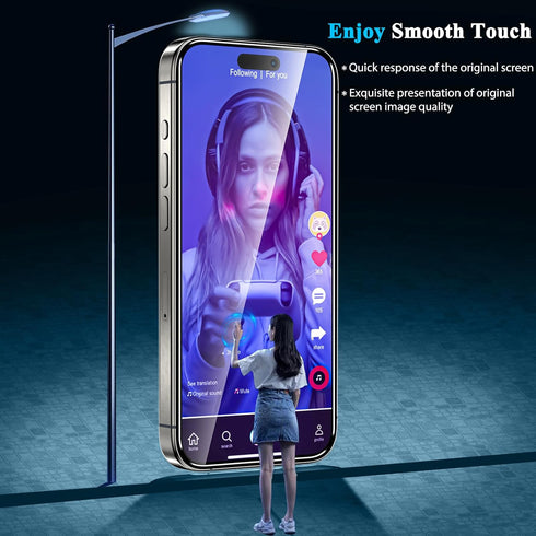 YMHML 3 Pack for iPhone 15 Pro Max/iPhone 15 Plus Screen Protector, Military Grade Tempered Glass HD Clear Film Case Friendly Screen Protector iPh...