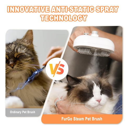 Furgo Cat Steam Brush-4 In 1 Pet Steam Brush,grooming Brush For Cats Dogs, Self-cleaning Spray Brush For Shedding, Massage, Pet Hair Removal Tool,...