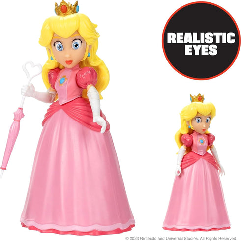 THE SUPER MARIO BROS. MOVIE - 5 Inch Action Figure Series 1 – Princess Peach Figure with Umbrella Accessory...