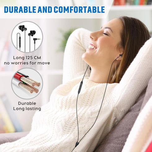 Hearprotek Sleep Earbuds, Lightweight Soft Noise Reduction Earbuds Wired with Mic and Volume Control, 3.5mm Tangle Free Sleep Headphones for Side ...