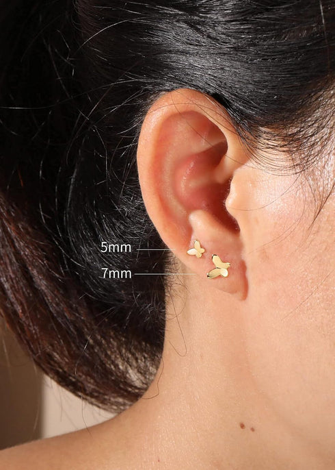 Butterfly Earrings Sterling Silver Tiny Butterfly Stud Earrings for Women Gold Minimalist Earrings Dainty Hypoallergenic Earrings for Sensitive Ea...