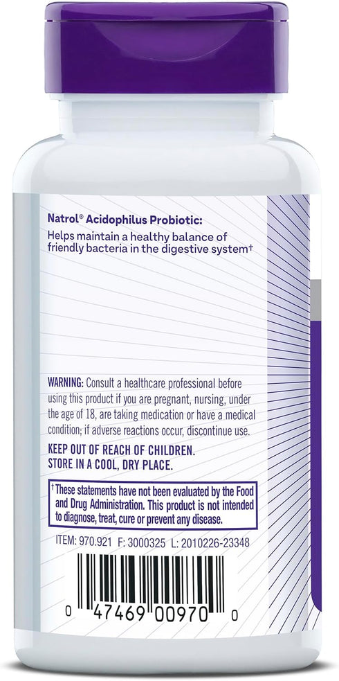 Natrol Acidophilus Probiotic 100mg Capsules, 100 Count...