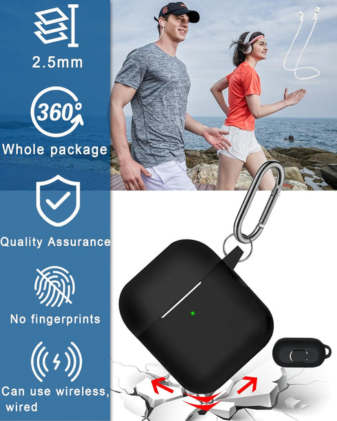 9 in 1 for AirPods Case Accessories with Cleaner Pen - Soft Silicone for AirPods 2nd Generation Case Cover Set Kit, Protective 1st Generation Airp...