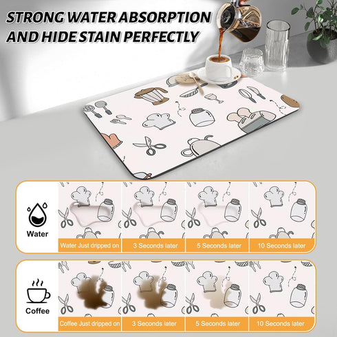 Coffee Mat Super Absorbent Coffee Bar Mat Hide Stain Coffee Maker Mat for Countertops Coffee Bar Accessories Fit Under Coffee Machine Coffee Pot D...