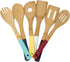 Home Basics Bamboo Cooking Utensils Set with Color Handles, 6-Piece, 2.5" x 12" x .25"...