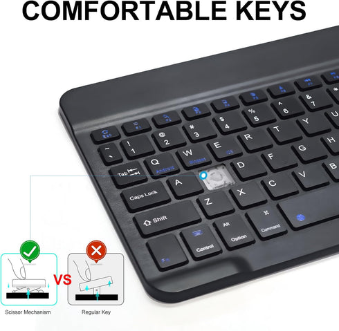 Ultra-Slim Bluetooth Keyboard Compatible with iPad, iPad Air, iPad Pro, iPad Mini, Wireless Keyboard Compatible with Tablet, Apple iPhone, MAC, La...