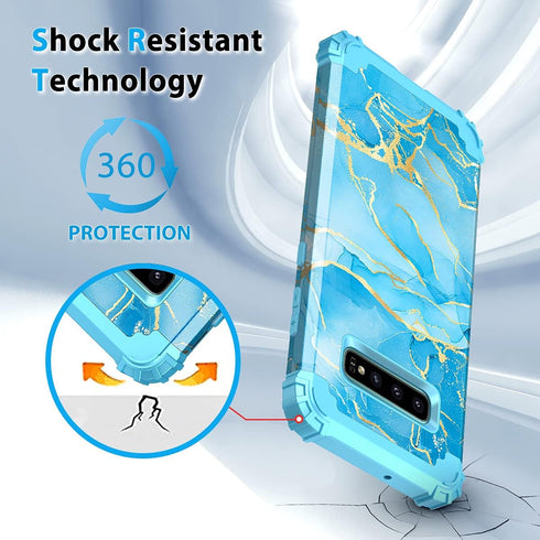 Casetego Compatible with Galaxy S10 Case,Shockproof 3 Layer Heavy Duty Hard PC+Soft Silicone Bumper Rugged Anti-Slip Protective Cover Cases for Sa...