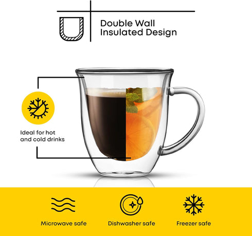 JoyJolt Serene Double Walled Insulated Glasses Coffee Mug (Set of 2) 7.4 Ounces...