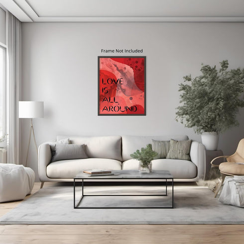 Posterizer 1 pcs-funky retro vibrant poster-love is all around-Romantic Art-Abstract & Modern Art-Living Room Bedroom Decor- unframed wall art...