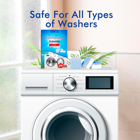 Washing Machine Cleaner and Deodorizer Tablets 24 pack, Washer Cleaner for High-Efficiency He Washers Top Load, Deep Cleaning supply for laundry w...