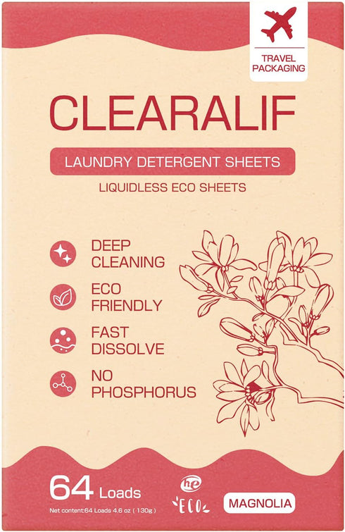 CLEARALIF Laundry Detergent Sheets, Magnolia, 64 Load, CLEARALIF Laundry Detergent Strips Eco Friendly & Hypoallergenic...