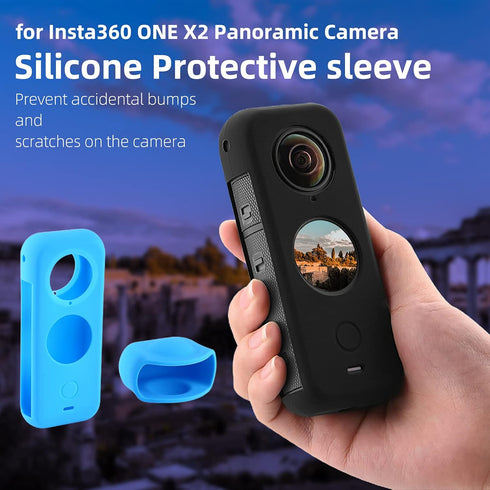 Protection Accessories for Insta360 One X2, Action Camera Rubber Sleeve with Silicone Lens Cover Kit (Black), 11.8cm x 5.8cm x 4.2cm......