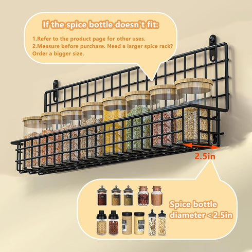 X-cosrack 4 Pack Spice Rack Wall Mount, Upgraded Connectable Seasoning Organizer for Space-Saving, Hanging Spice Storage for Cabinet/Pantry Door (...