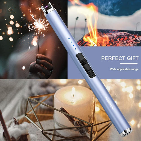 ARECTECH Rechargeable Electric Candle Lighter Arc Plasma Windproof Lighter for Candle Kitchen Birthday Gift for Mom Men Wife with Type-C Cable Blu...