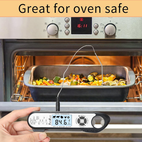 Digital Meat Food Thermometer - 2~3S Instant Read Cooking Thermometer, Backlight, Built-in Magnet, Calibration, Foldable Probe for Kitchen Deep Fr...