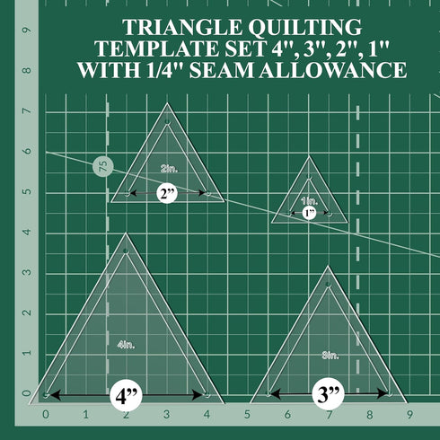 Quilting Acrylic Template Set | Precision Tools for Quilting Enthusiasts | Triangle Design | includes Sizes 4", 3", 2", 1" | 1/8 Clear Acrylic | 1...