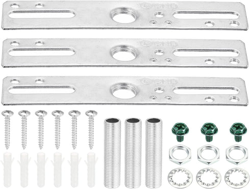 PATIKIL 4" Ceiling Light Plate Kit, 3 Pack Light Crossbar Mounting Bracket Universal Lamp Fixture Hardware Set for Chandelier Wall Light, Silver...