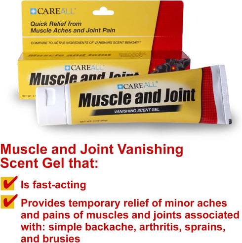 CareAll Muscle & Joint Vanishing Scent Gel, 3.0 oz. (3 Pack), Non-Greasy, Pain Relief Gel for Muscle, Back and Minor Arthritis, Topical Analgesic,...