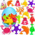 Toddler Suction Bath Toys: 18PCS Ocean Silicone Suction Cup Toys with Eggshell & Bag No Hole Mold Free Bathtub Shower Toys for Kids Ages 1-3 4-8 S...